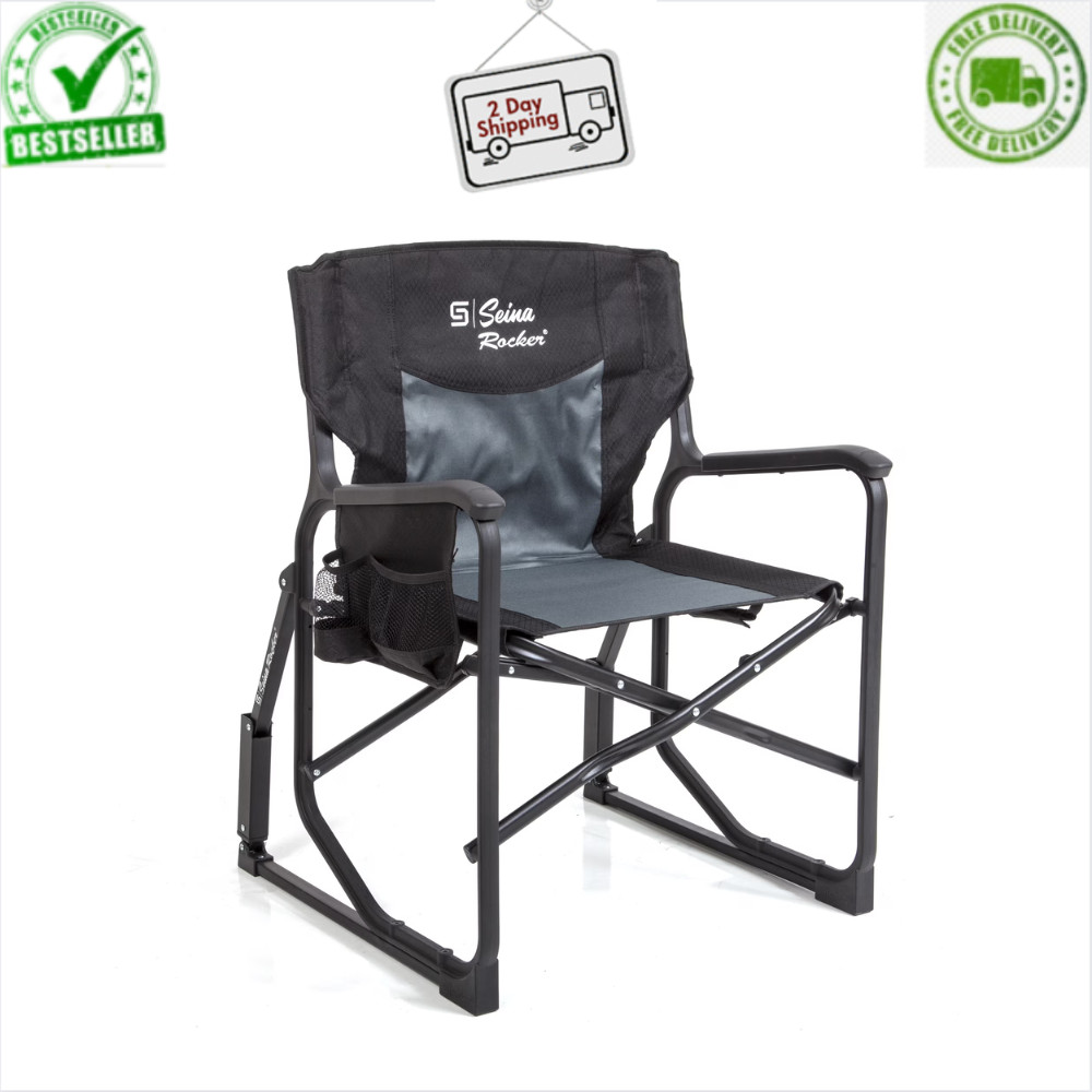 With Armrests, Side Pocket, Portable Folding Outdoor Rocker
