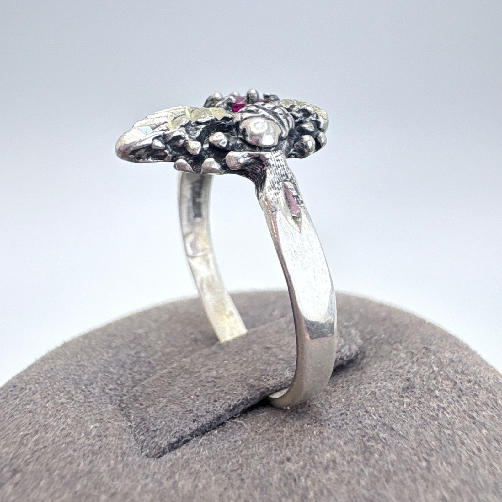 Sterling Silver 925 Ruby Prong Set Leaf Floral De… - image 4