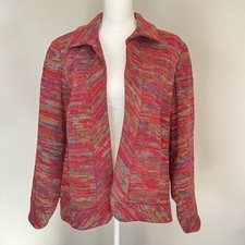 Coldwater Creek Womens Sz L Jacket Blazer Multicolor Abstract Woven Artsy Office