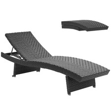 Outsunny PE Rattan Sun Lounger with 4-Level Adjustable Backrest, Black