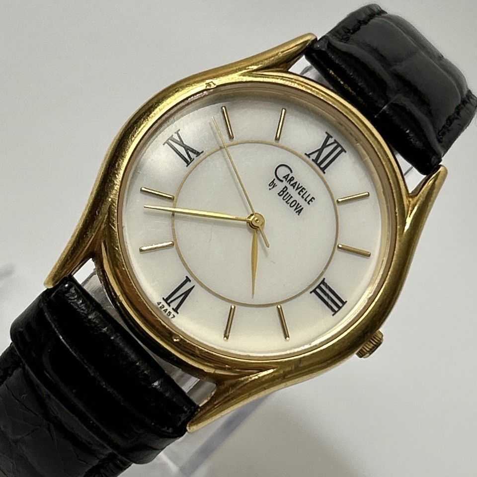 18 Kt Bulova Donna Cinturino Pelle Orologio Bulova Orologio Oro