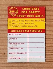 Vintage Shell Gas Station Oil Change Service Reminder Sticker 1.5"x2.25" Unused