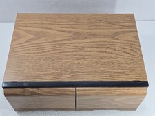 Vtg Faux Wood Grain 2 Drawer 56 CD Video Game Holder Smart Cabinets Storage Case