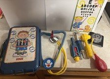 New 2000 Fisher Price Pretend Play Doctor Medical Kit Case Plus 6 Pieces  Sheet