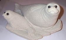 Mr. Sandman scultura vera sabbia 1997 madre sigillo e cucciolo statuina vintage