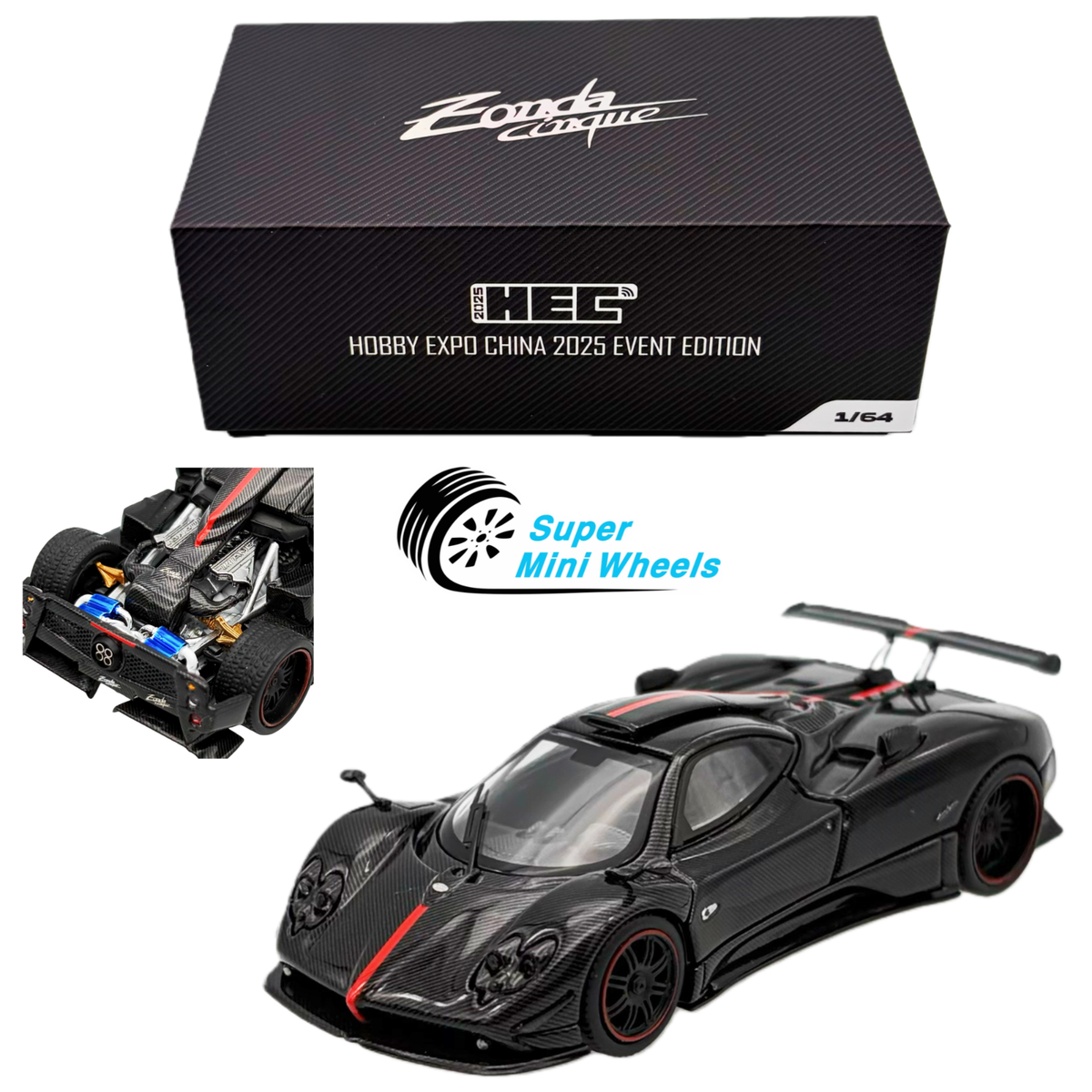 未使用級✨gadid anoniem BERNY / BLACK SIZE 1 Fiber Run 1:64 Pagani Zonda Cinque Black Carbon 2025 HEC Exclusive