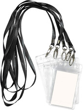 Lanyard with ID Holder 50 Pcs Waterproof Name Tag Vertical Badge ID Card Holders