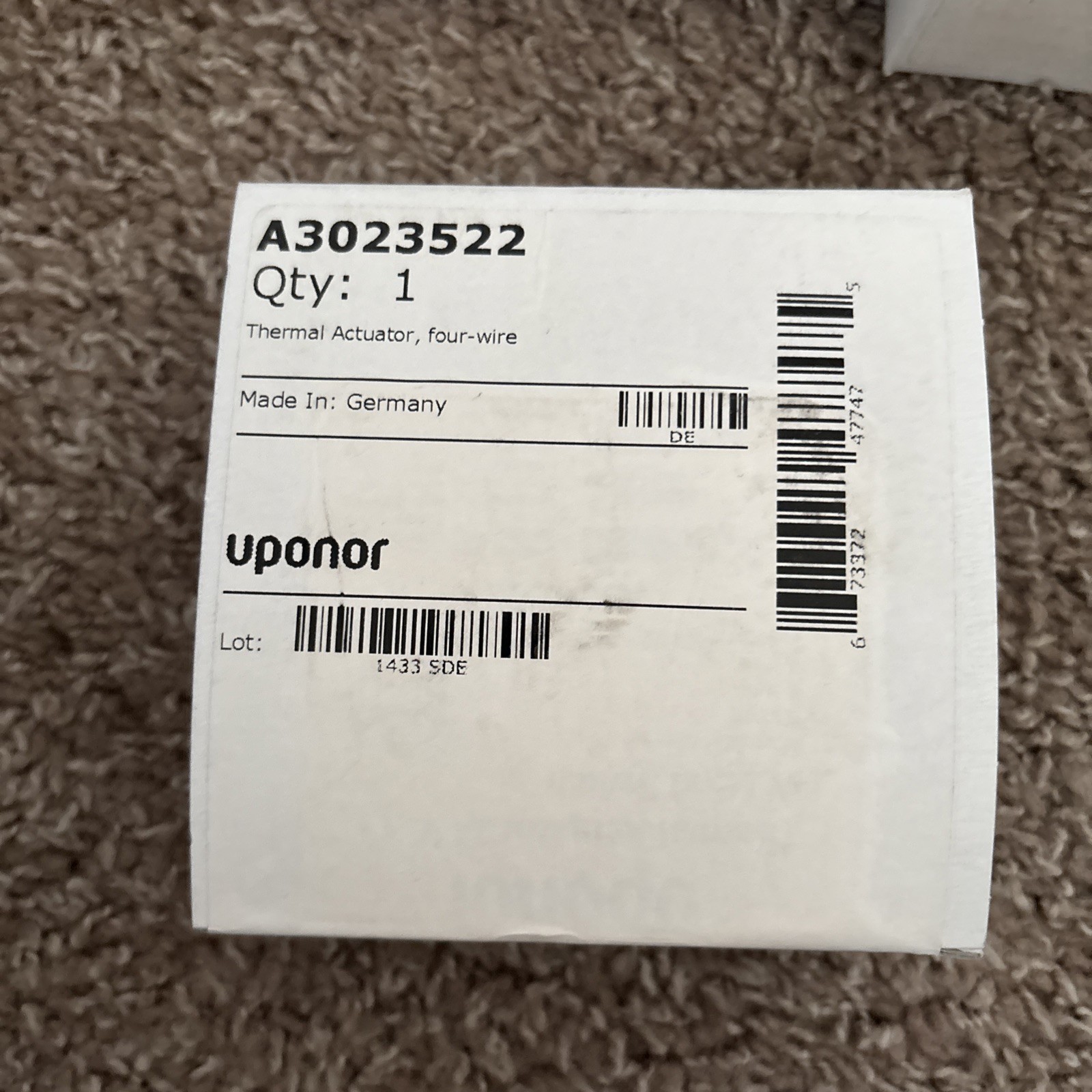 Uponor A3023522 Thermal Actuator 24V 1W 4-Wire