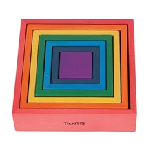 - 73416 Wooden Rainbow Architect Squares - Nesting Puzzle - Stacking Blocks for 