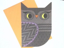 Hallmark Expressions Owl Halloween Greeting Card & Orange Envelope Made in USA