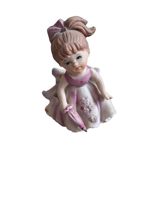 Inarco große Schleife Mädchen Figur, Porzellan, 10 cm, Vintage 1970
