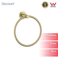 Decaura Brushed Gold Hand Towel Ring Rack Rail Holder Hanger Wall Mounted Round