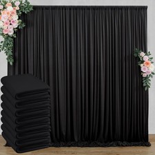 40 ft x 10 ft Wrinkle Free Black Backdrop Curtain for Parties, 8 Panels 10ft