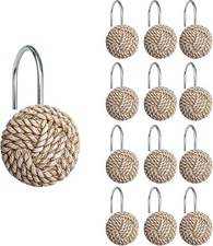 Sunlit Boho Knots Shower Curtain Hooks, Home Decorative Off White
