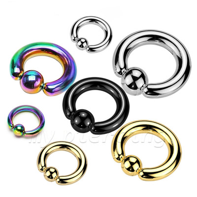 PAIR Titanium Anodized Surgical Steel Captive Bead Ring Ear Nipple Ring & Septum