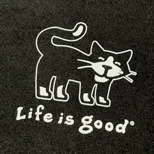 Life is Good Crusher Tee Women's Sz Medium Black Cat Graphic Short Sleeve Cotton
