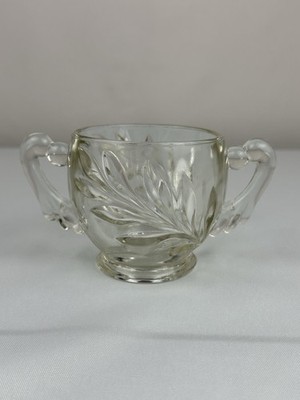Vintage Indiana Glass WILLOW LEAF Pattern Clear Open Sugar Bowl