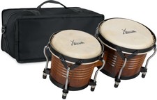 Bongos Pro Legno Pelli Naturalli Bonghetti Tamburo Intonabili Tobacco Set Borsa