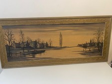 R.  Folland  ,  “ Riverbanks” , unique reproduction  in original  frame .