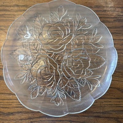 Single Pasari LIVIA ROSE Frosted Glass 9 7/8'' Dinner Plate raised Edge