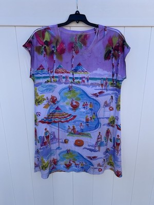 Ellen Negley Art & Sol Women's Large Sleeveless Beach Cover Dress Wearable Art