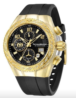 TechnoMarine TM-125011 Special Edition Cruise Glitz Gold Black Dial/Strap 44.5mm