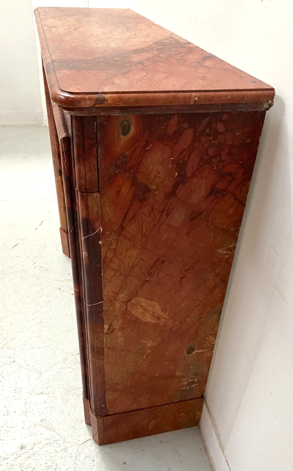 Cheminée Louis Philippe en marbre de breche rouge XIX siècle - Photo 2/4