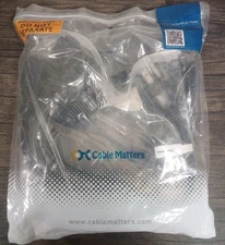 Cable Matters 2-Pack 4 Outlet Power Splitter Cord 1.5 Feet. New