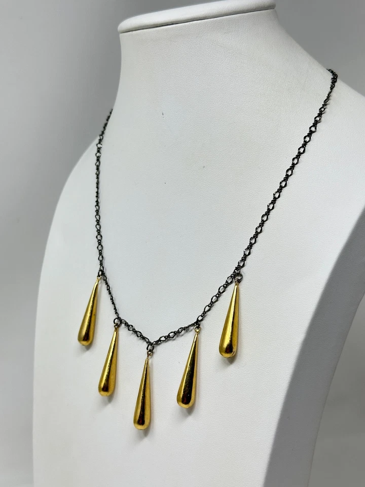 Inusual Collar Gota Vintage Firmado SORELLI 5 Niveles Tono Dorado Foto 3 de 4