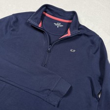 Vineyard Vines Quarter Zip Sweatshirt Boys 18 XL Blue Pima Cotton Pullover