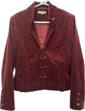 Rosie’s L F Coll rotes Cord Cord Sakko Größe 14 Steampunk Militär