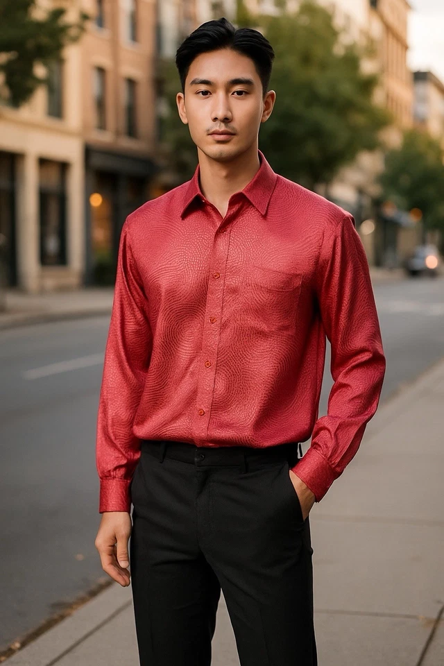 Рубашка Lucasini мужская размер 17 1/2 34/35 с длинным рукавом французские манжеты - Изображение 2 из 4