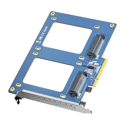 H!Fiber PCIe 3.0 x8 to Dual U.2 NVMe Adapter Card, SFF-8639 Expansion Card fo...