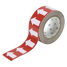 Brady 91422 Arrow Tape, Vinyl, 2 In W X 90 Ft. L, Adhesive Mounting, White/Red