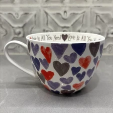 Set Of Two Portobello By Inspire All You Need Is Love Watercolor Hearts Cups 20z