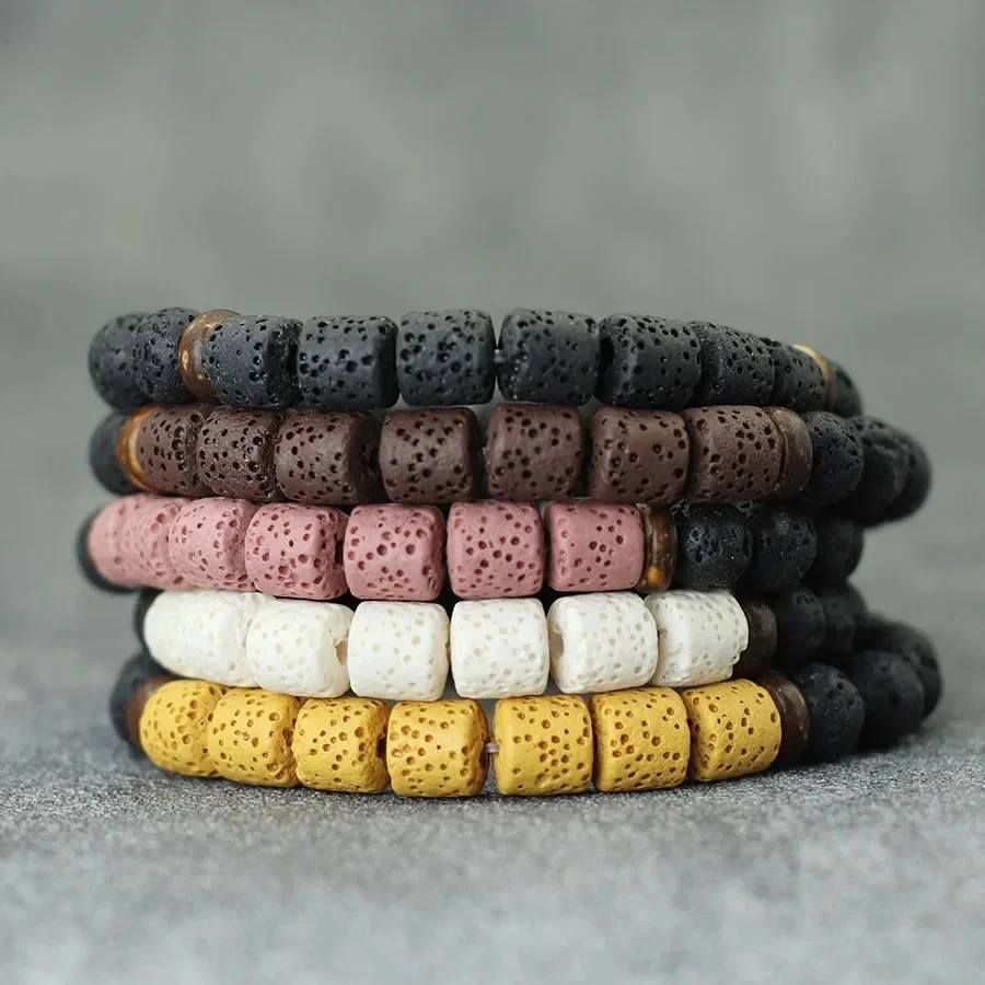 Pulsera con Cuentas de Coco Hombre Piedra Natural Artesanal Retro Marrón Capa Joyería Foto 2 de 4