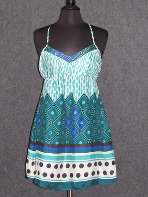 PEPPE PELUSO Multicolor Abstract Print Tunic Dress SZ L NEW