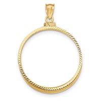 14k Yellow Gold Coin Holder Screw Top Cut Detail Charm Pendant - 32x41mm on sale 14k Yellow Gold Coin Holder Screw Top Cut Detail Charm Pendant - 32x41mm on sale