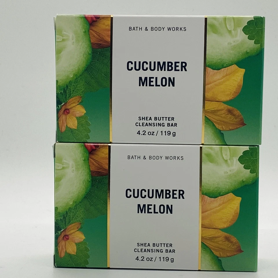 2 Bath & Body Works CUCUMBER MELON Shea Butter Cleansing Body Bar Soap 4.2 oz - Image 2 of 4