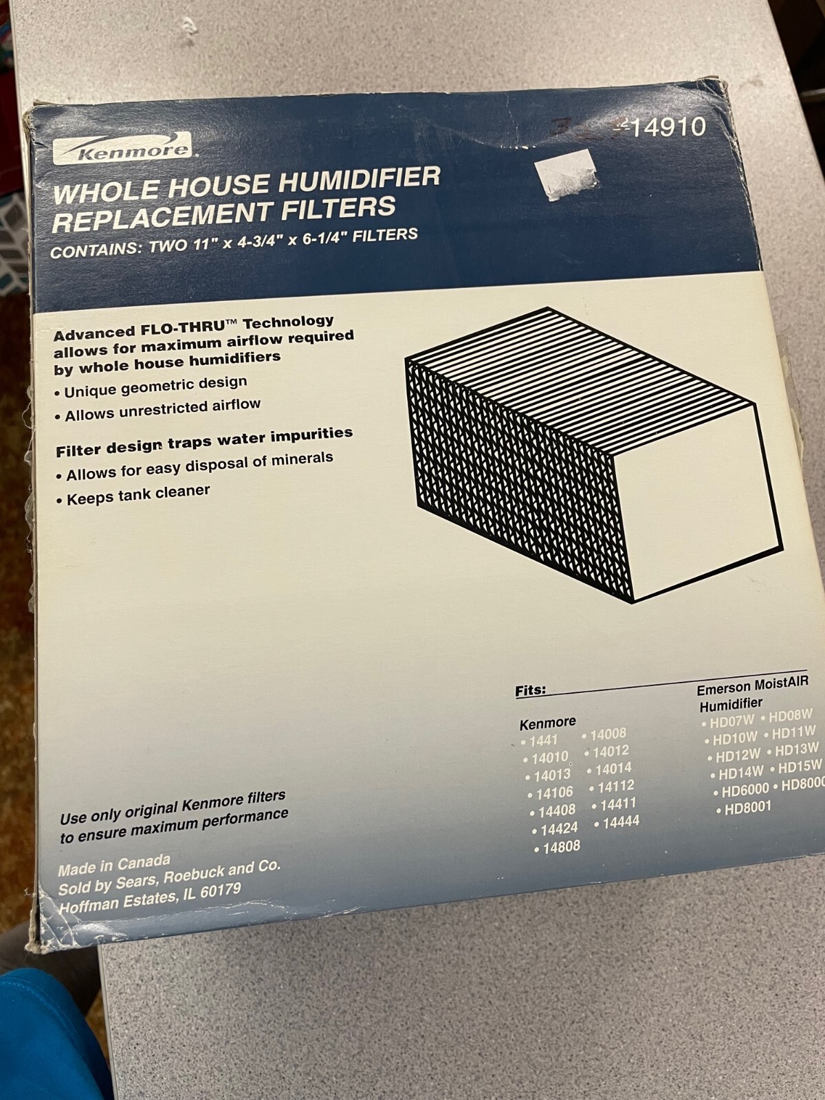 Kenmore Whole House Humidifier Replacement Filter 14910 Pack of 2 NEW