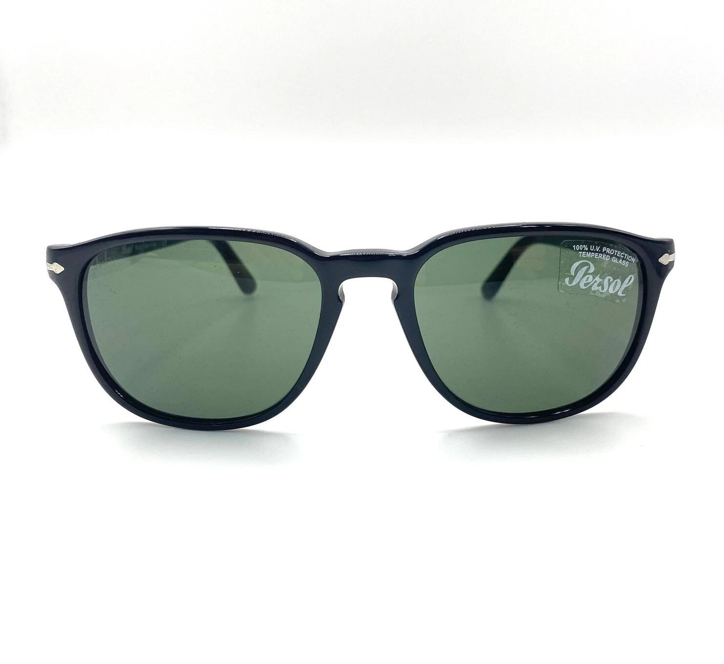 Persol PO3019S Sunglasses 95/31 Black/Crystal Green Lens 55mm
