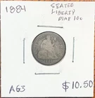 1884 United States Seated Liberty Dime 10c
