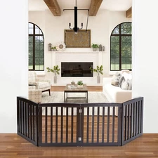 Dog Gate Indoor Freestanding 4 Panel 24" Pet Gate Foldable Dog Fence for Stairs 