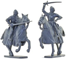 Accurate Mounted French Knights in Gray Color - 2 51mm soft plastic figures
