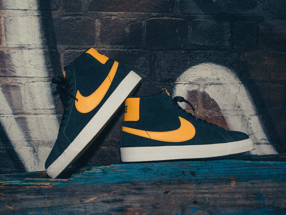 Nike SB Zoom Blazer Mid Black University Gold Yellow 864349 Nike SB Zoom Blazer Mid Black University Gold Yellow 864349