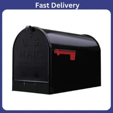 JUMBO POST MOUNT MAILBOX Galvanized Steel Extra Large Rural Mail Box Black New