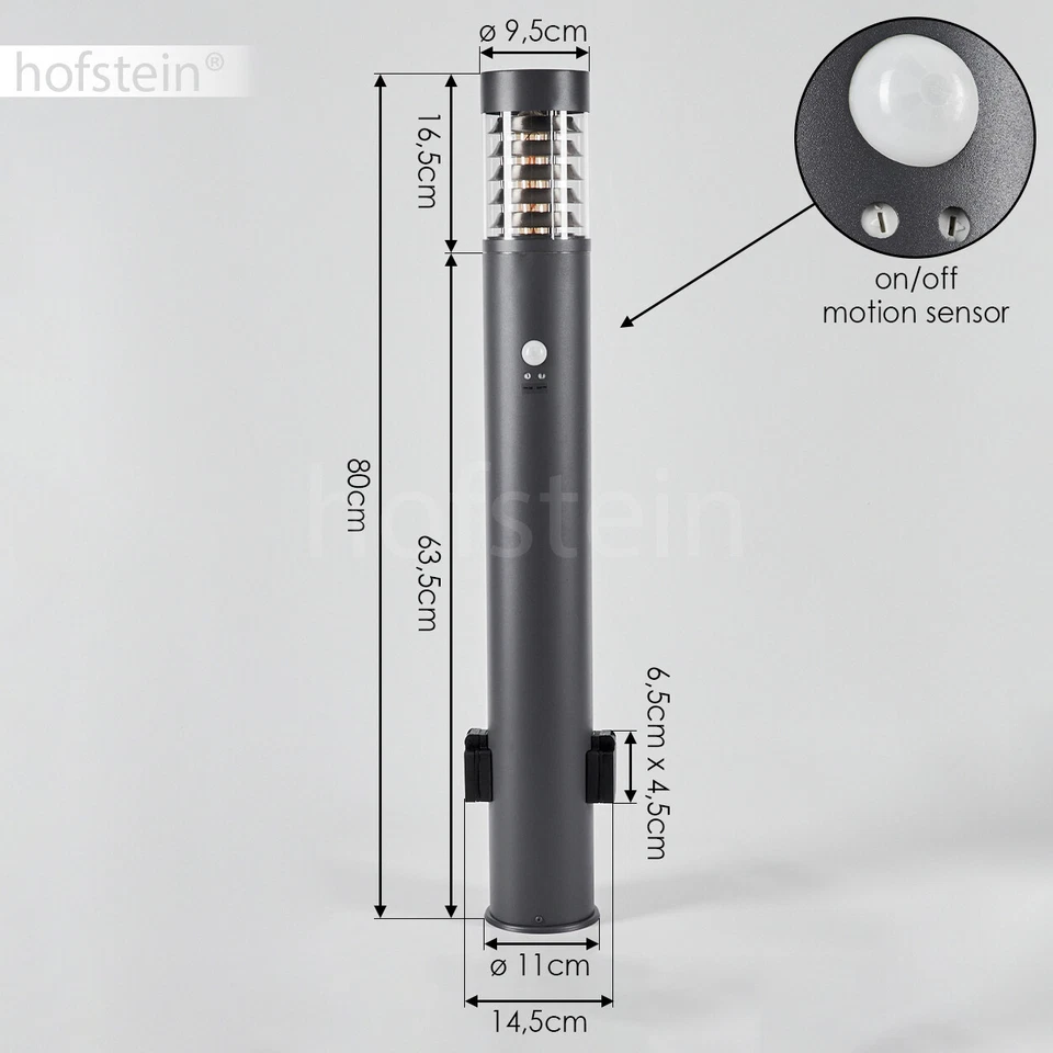 Außen Wege Lampe Anthrazit Bewegungsmelder Einfahrt Garten Leuchte 2 Steckdosen - Bild 4 von 4