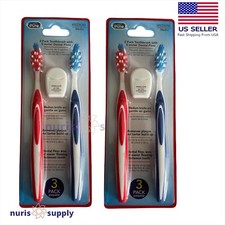 Set of 2 Medium Bristle 2 Toothbrushes and 15ft Dental Floss