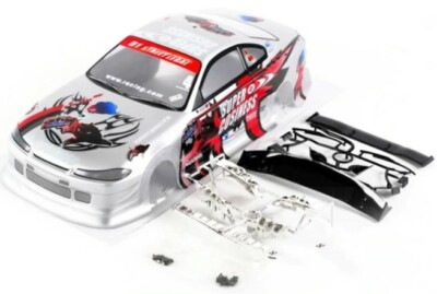 RC Rennwagen Karosserie für 1/10 Autos + Spoiler & Beleuchtung. - Schnelle UK Lieferung