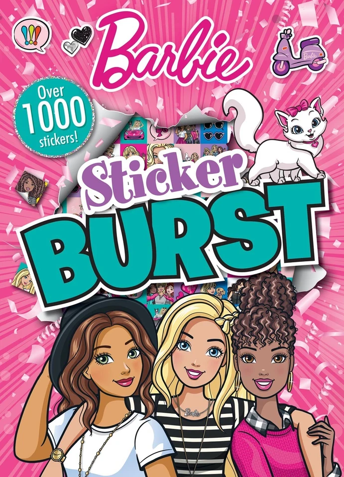 Barbie Sticker Burst Buch Ausmalen Activity Puzzle A4 Reise Pad 1000 + Stickers
